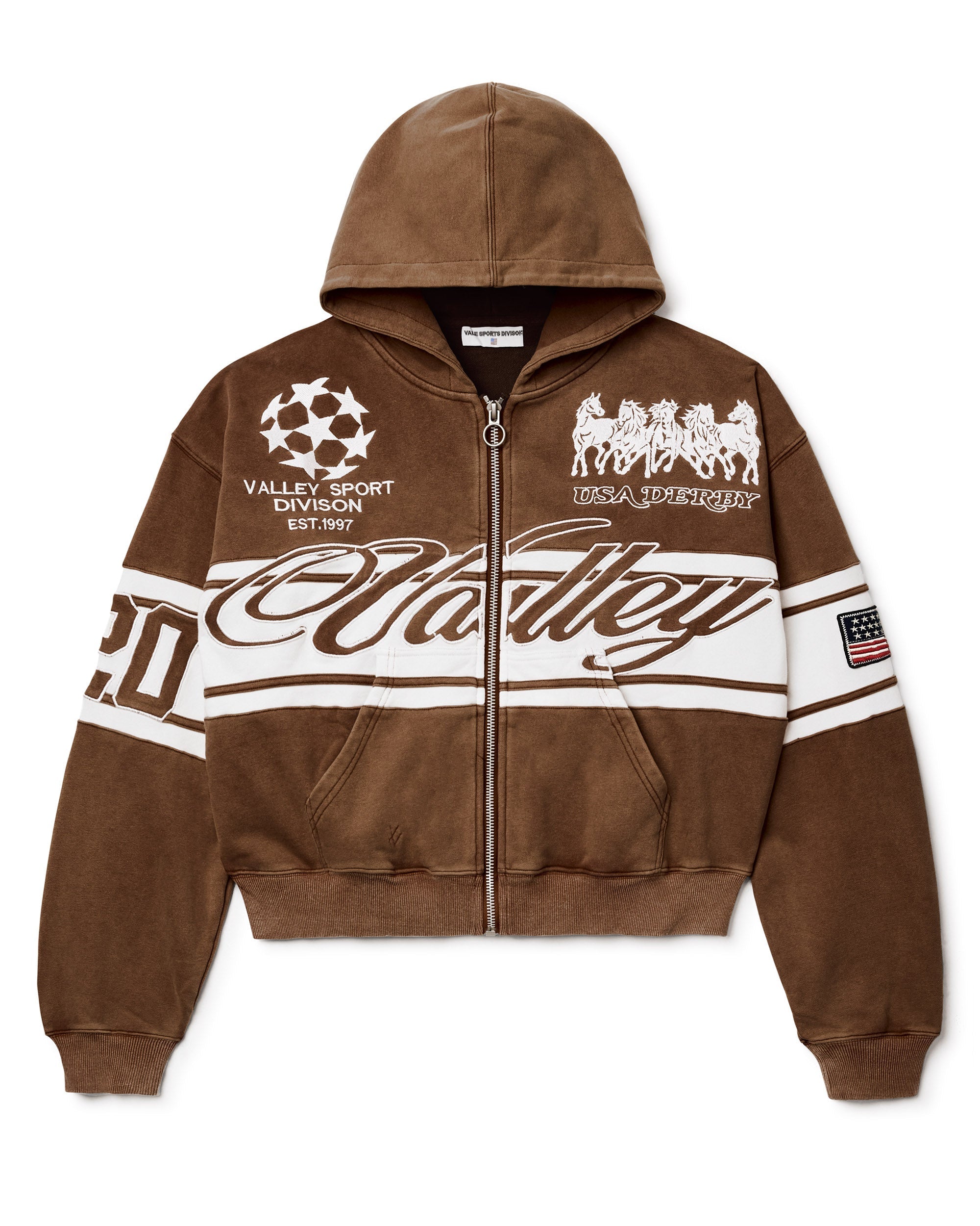 BROWN CURSIVE ZIP UP HOODIE – Vale Houston Flagship