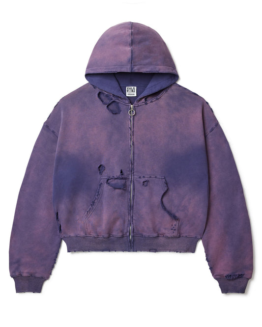 PURPLE DESTROYER ZIP UP HOODIE