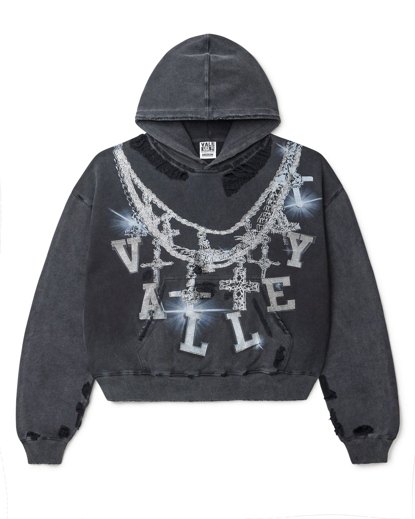 BLACK BIG CHAIN HOODIE