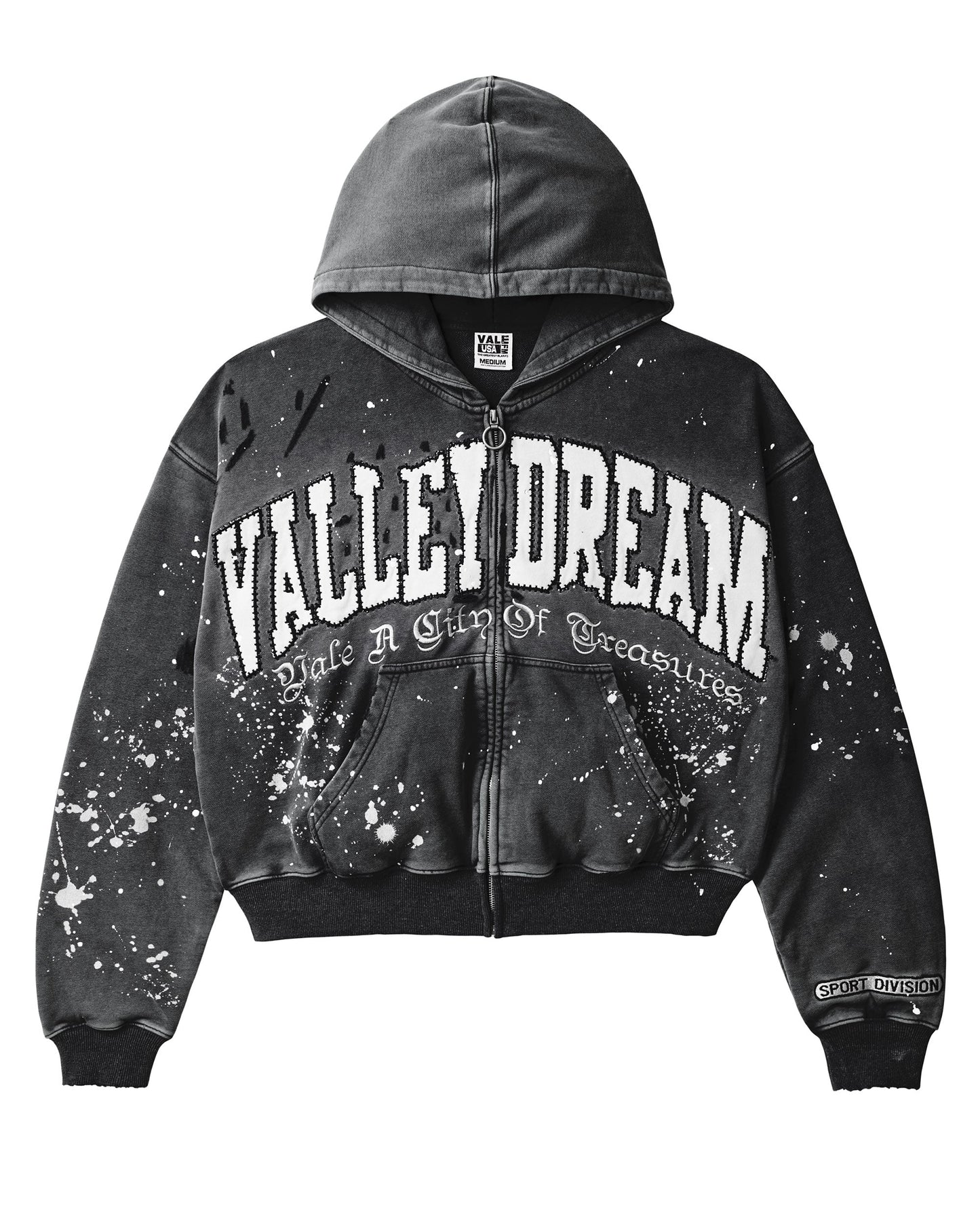 BLACK PAINT ZIP UP HOODIE