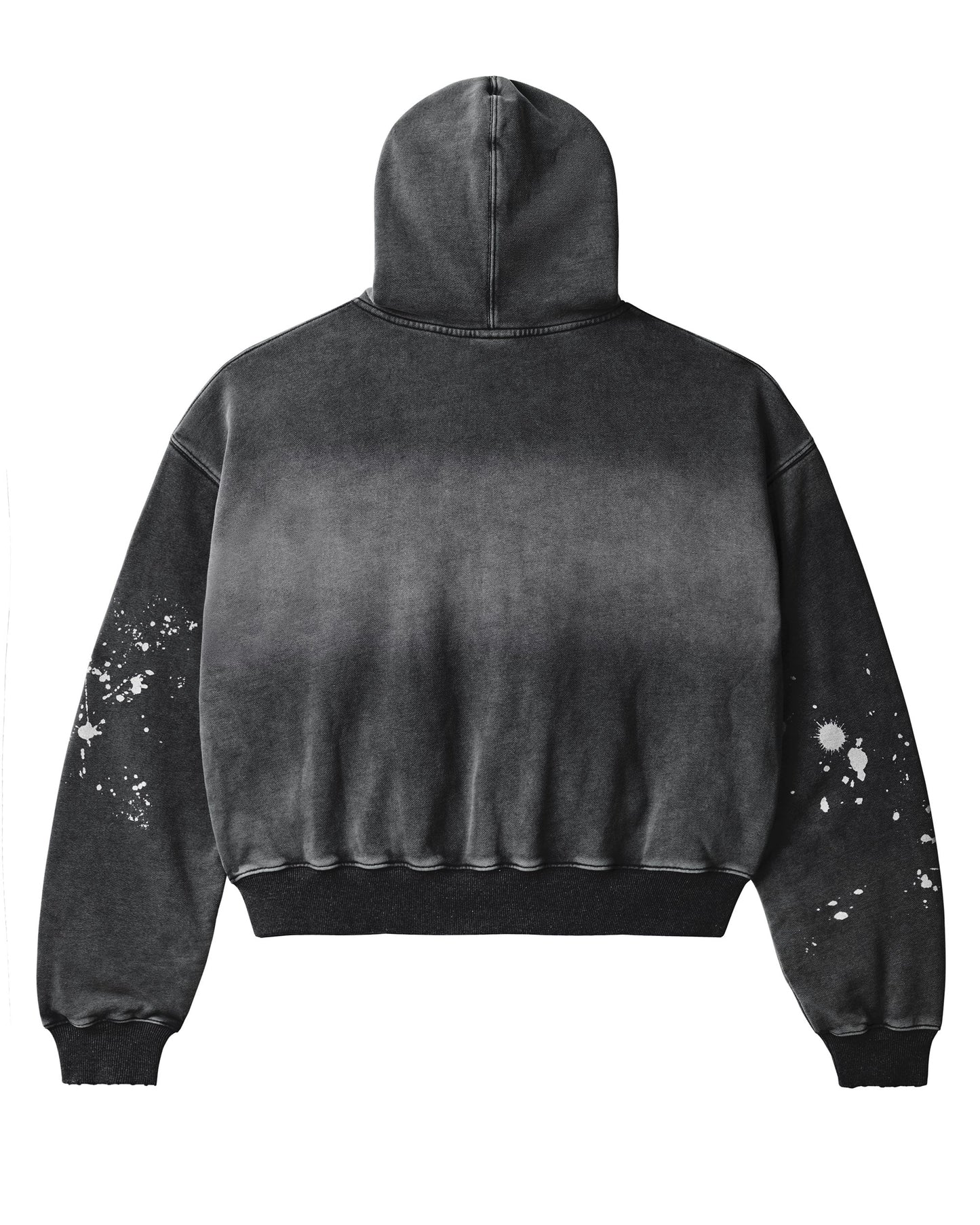 BLACK PAINT ZIP UP HOODIE