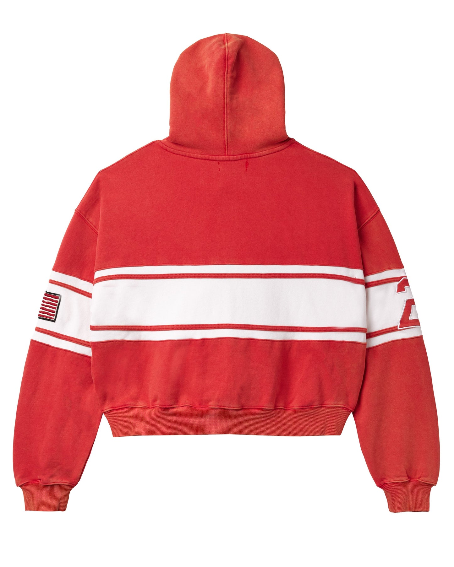 RED CURSIVE ZIP UP HOODIE