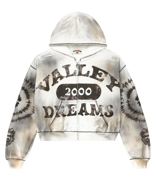 SPIRAL ZIP UP HOODIE [ASH GREY]