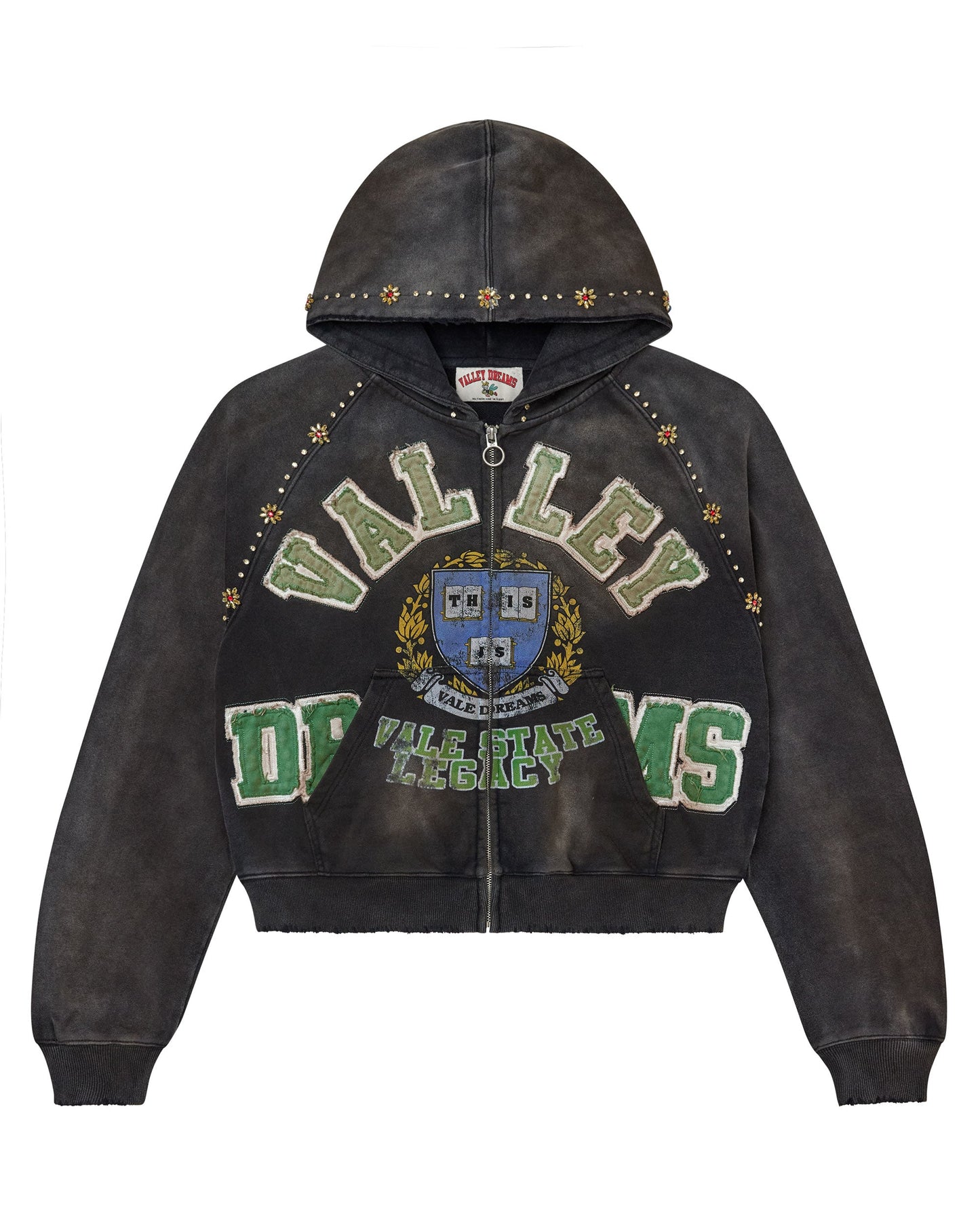 BLACK GEM ZIP UP HOODIE