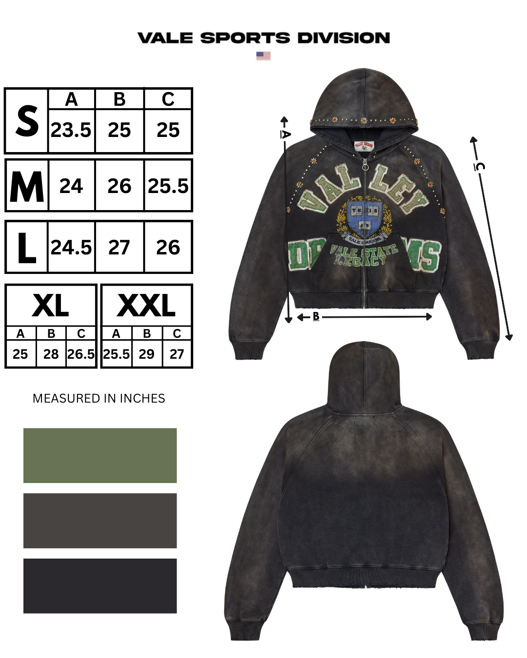 BLACK GEM ZIP UP HOODIE