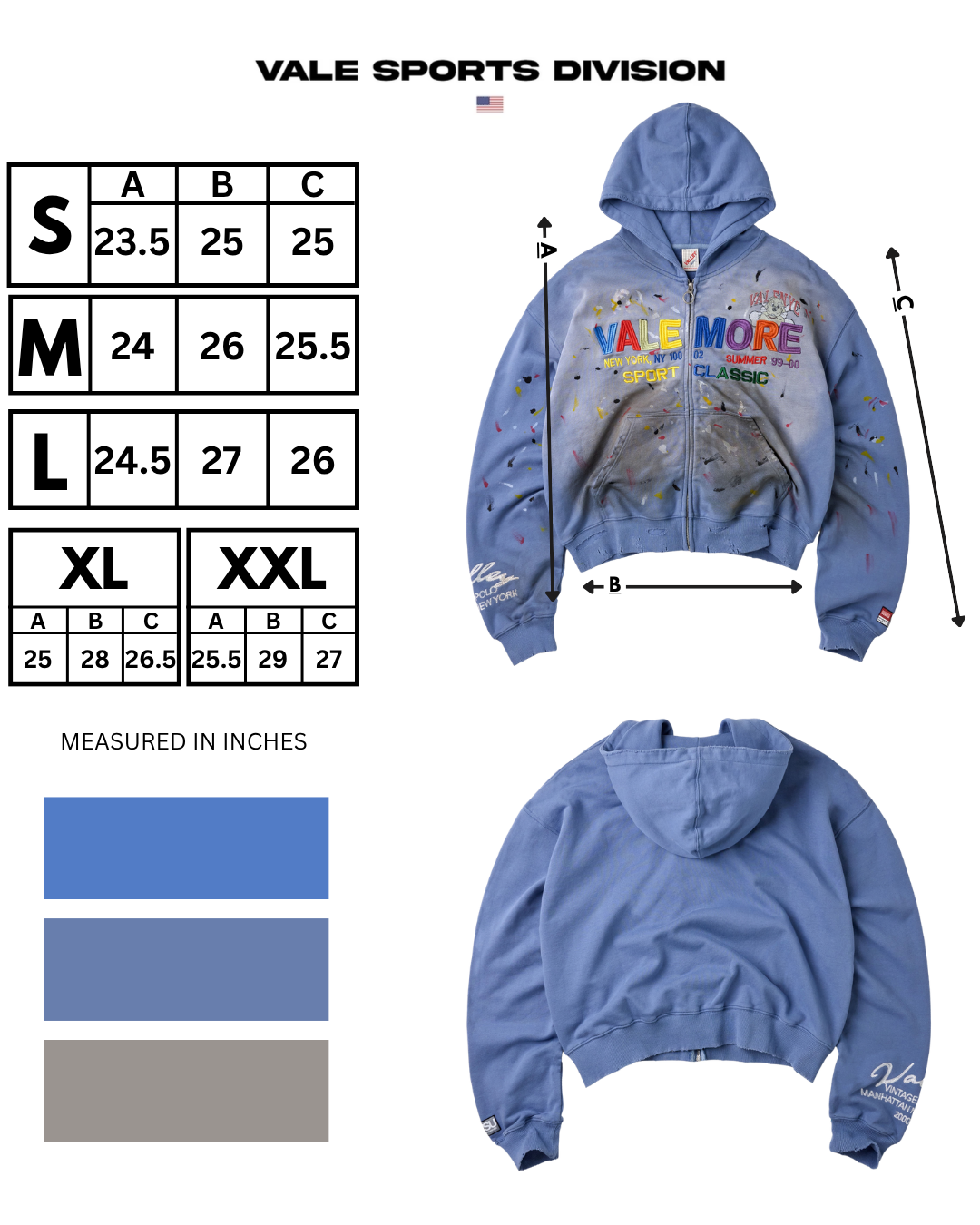SUNDAY ZIP UP HOODIE [BLUE]