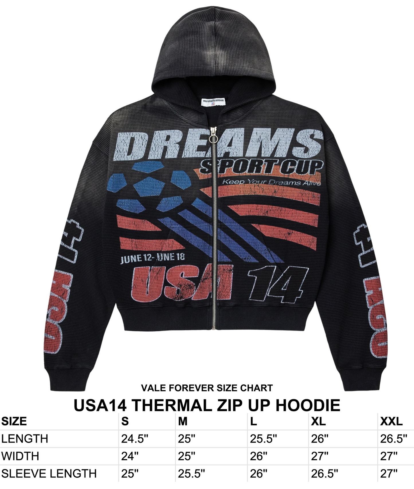 USA14 THERMAL ZIP UP HOODIE