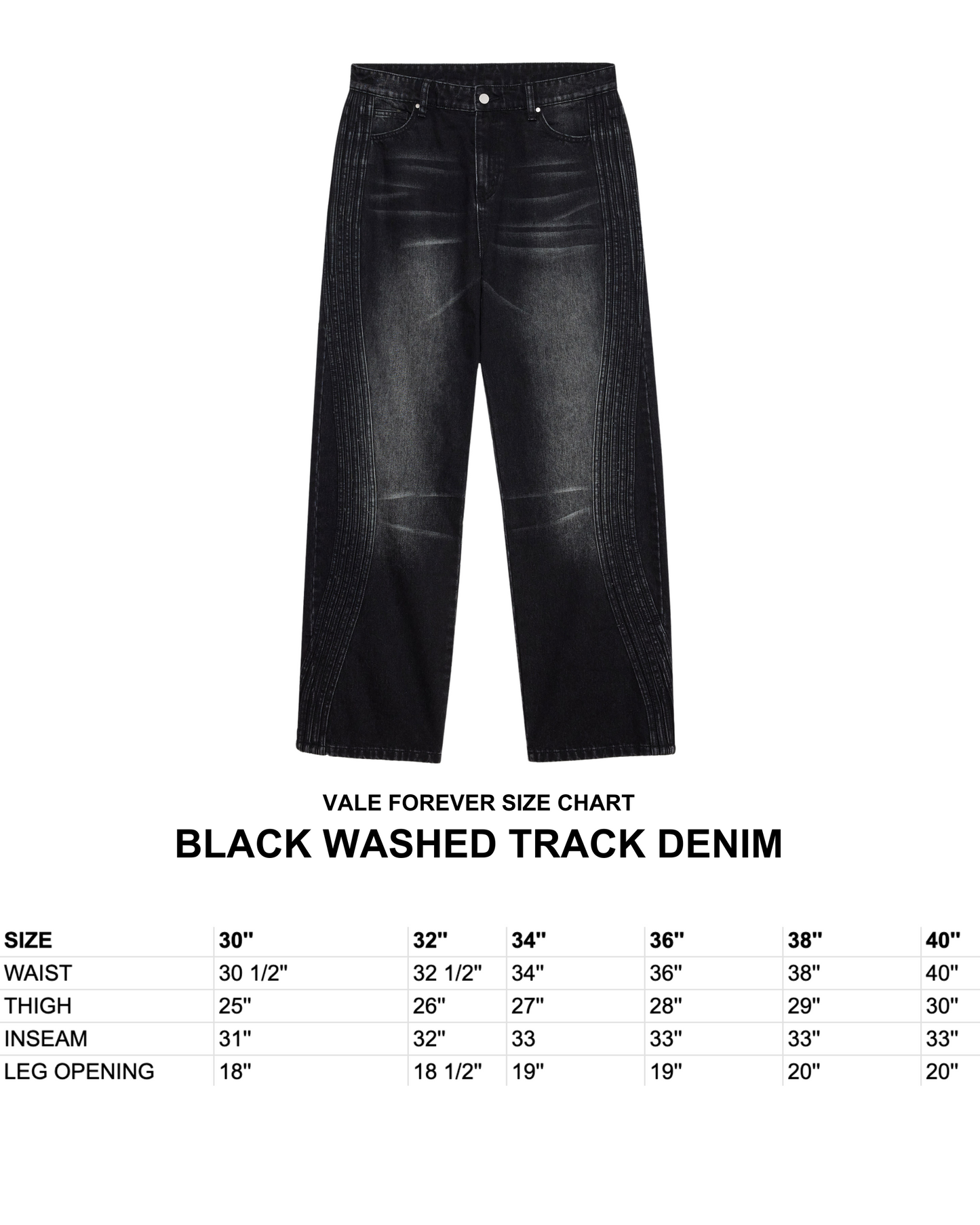 BLACK WASHED TRACK DENIM