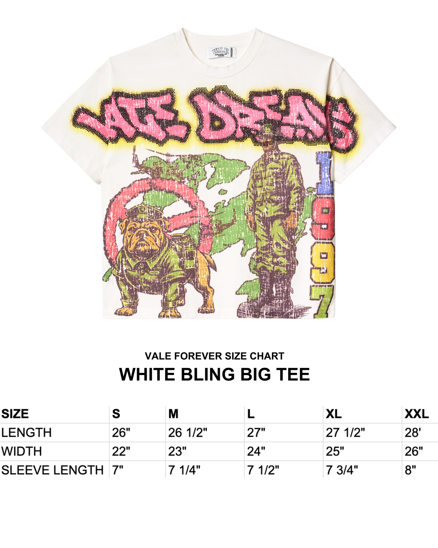WHITE BLING BIG TEE