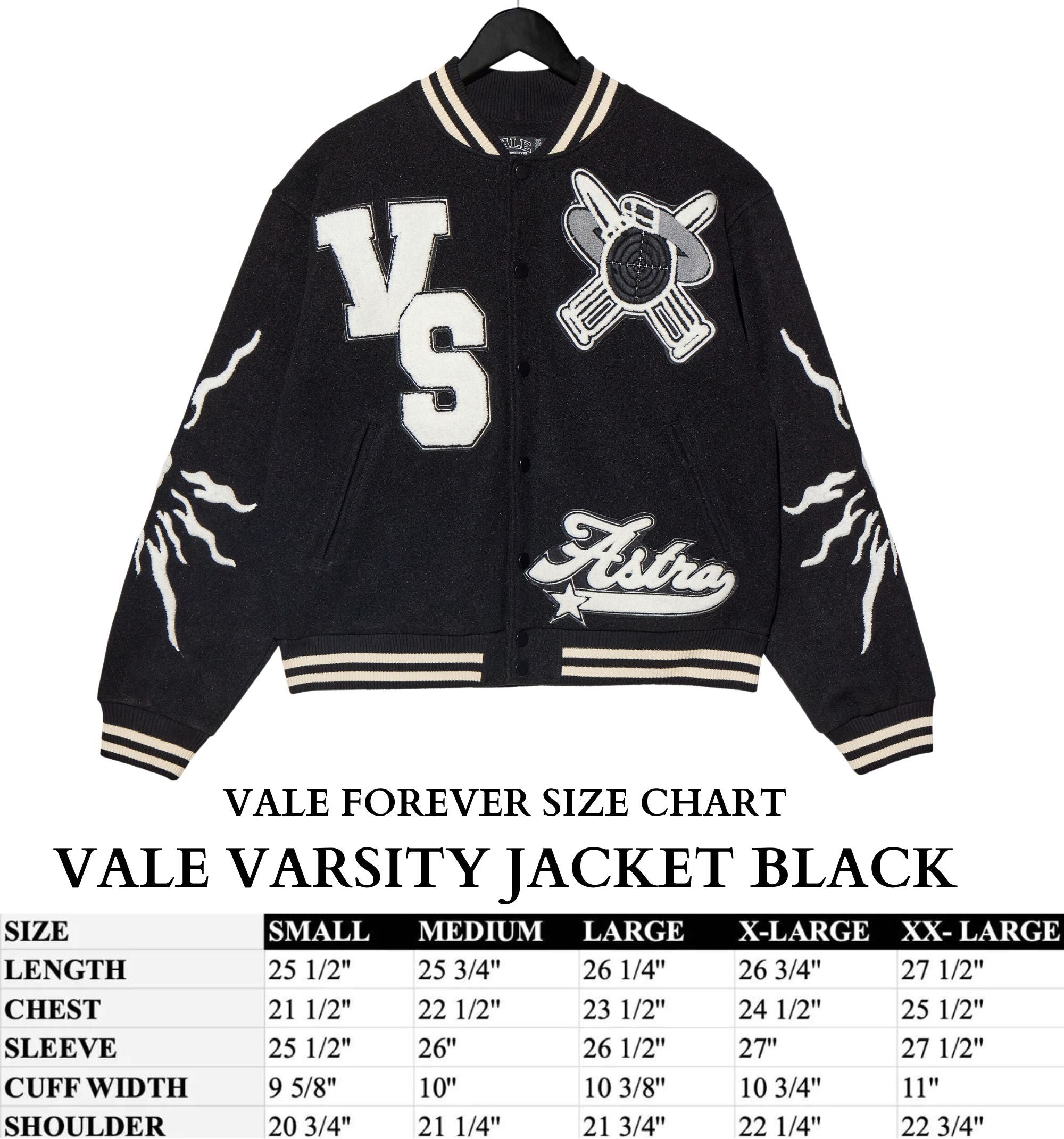 VALE VARSITY JACKET BLACK – Vale Houston Flagship