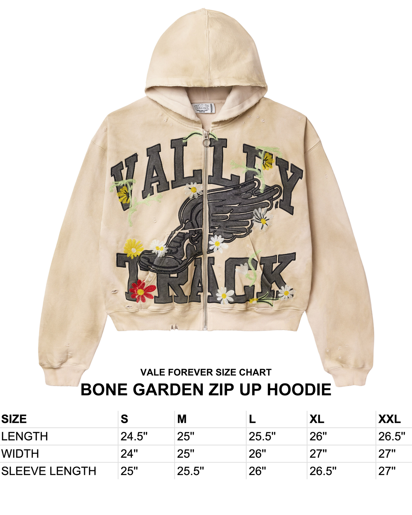 BONE GARDEN ZIP UP HOODIE