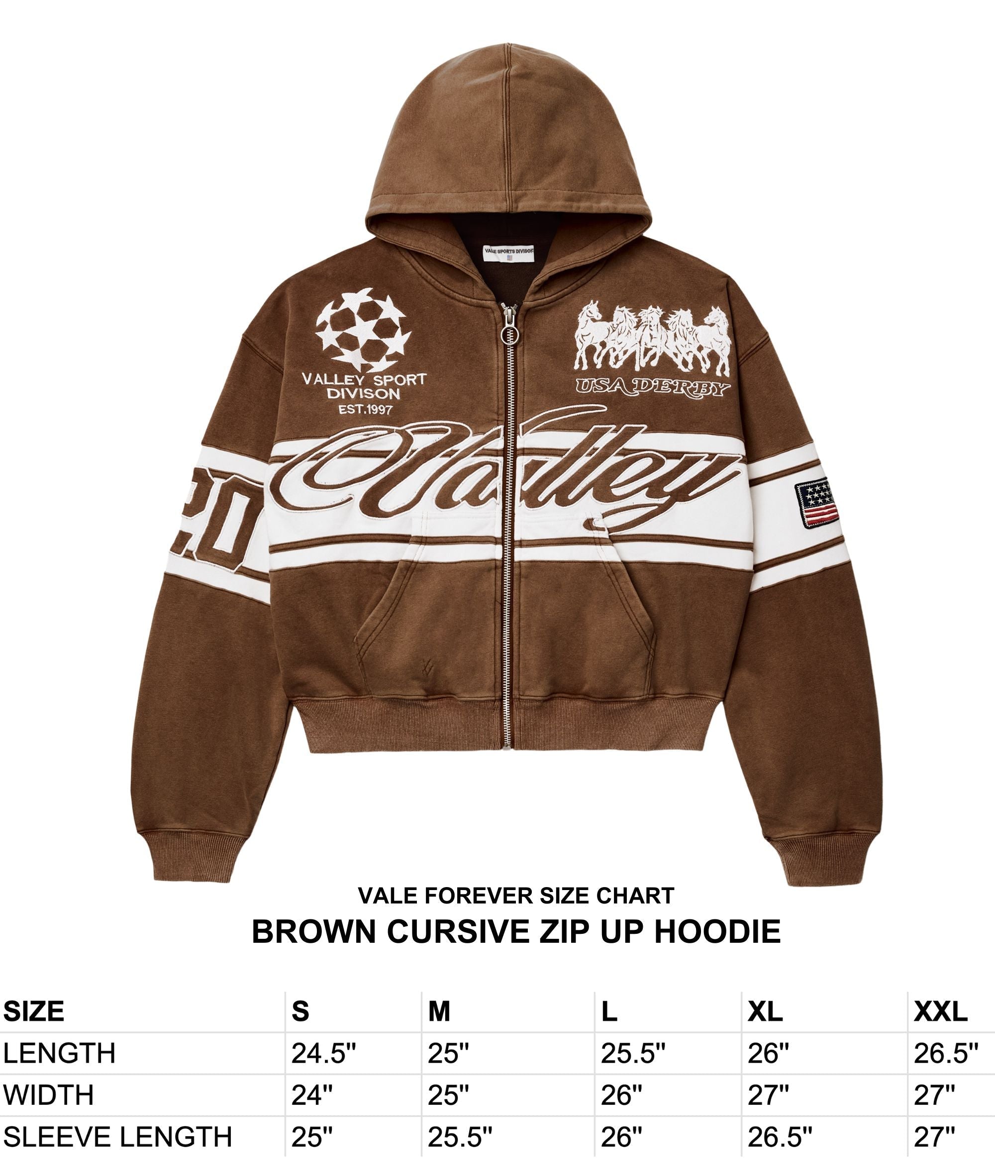 BROWN CURSIVE ZIP UP HOODIE – Vale Houston Flagship