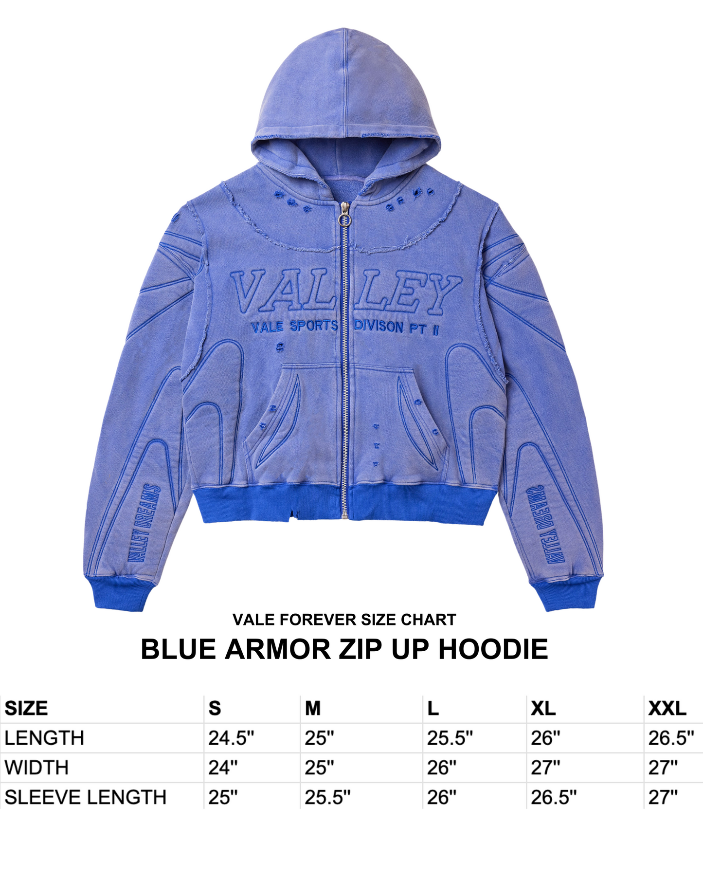 BLUE ARMOR ZIP UP HOODIE