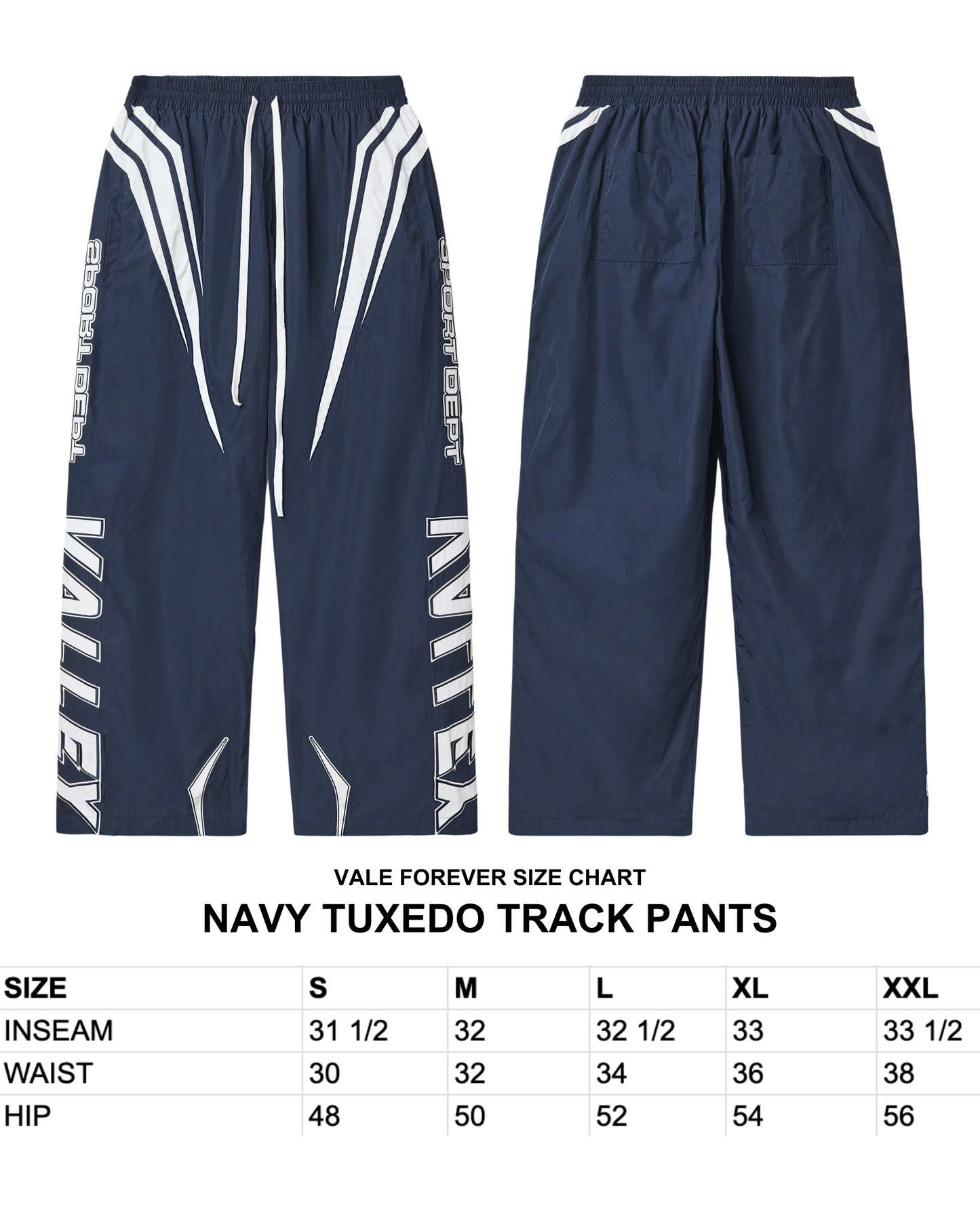 NAVY TUXEDO TRACK PANTS