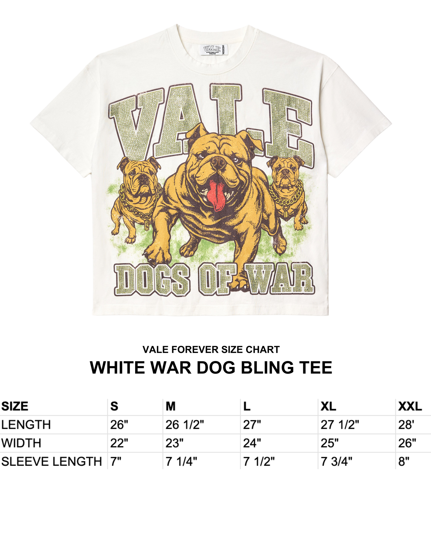WHITE WAR DOG BLING TEE