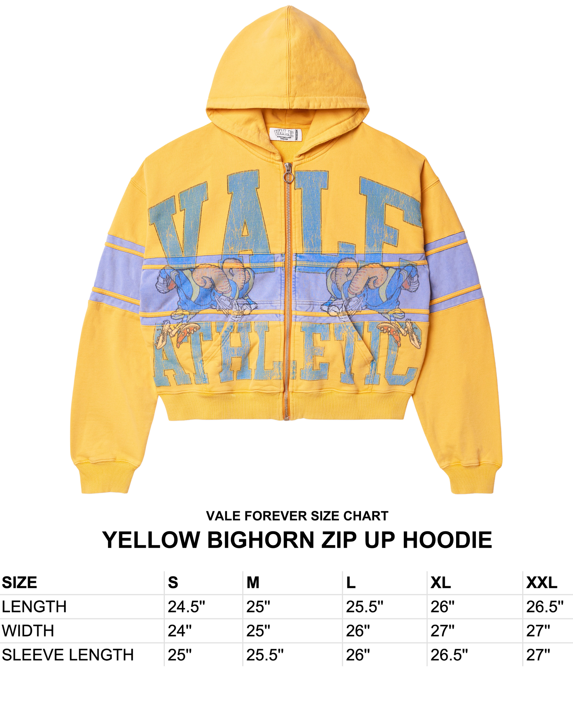 YELLOW BIGHORN ZIP UP HOODIE