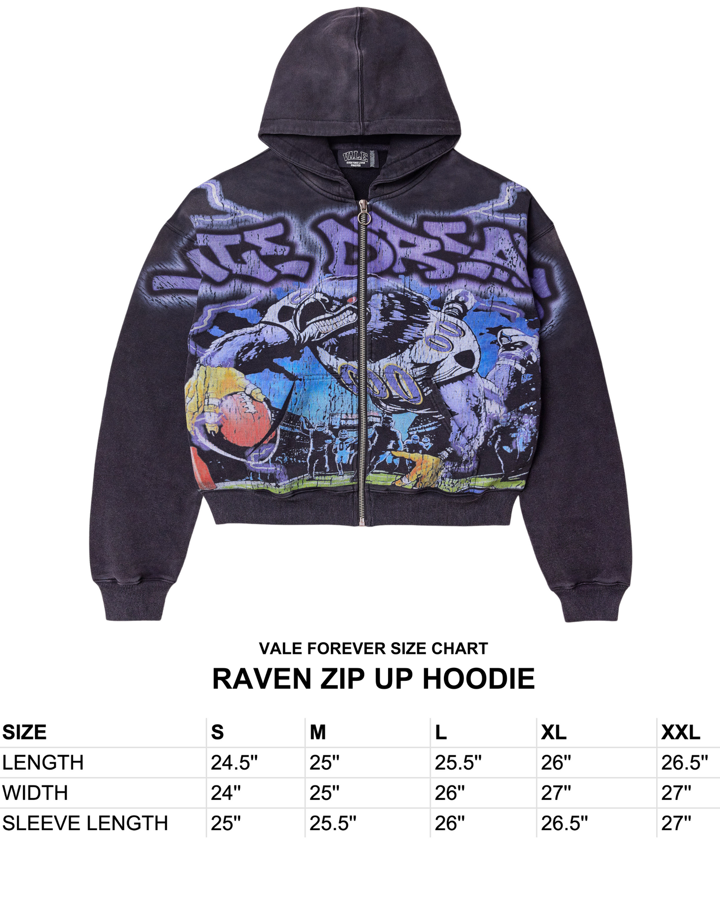 RAVEN ZIP UP HOODIE