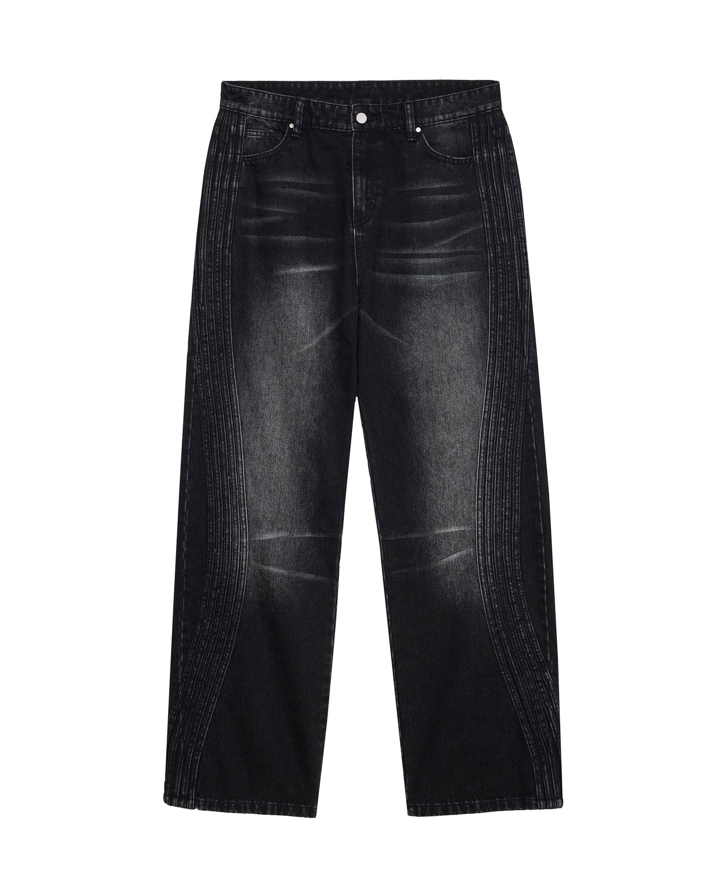BLACK WASHED TRACK DENIM